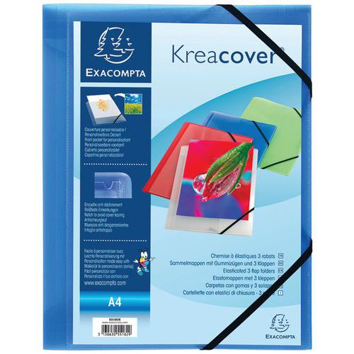 Set 25 cartellette con 3 lembi PP opaco krea cover A4 Assortite,