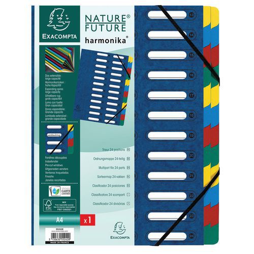 Classificatore harmonika® con finestrelle 24 scomparti Blu,