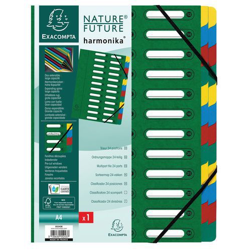 Classificatore harmonika® con finestrelle 24 scomparti Verde,
