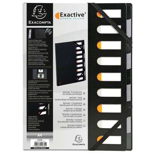 Classificatore rigido retro estendibile 9 scomparti nero harmonika® Nero,