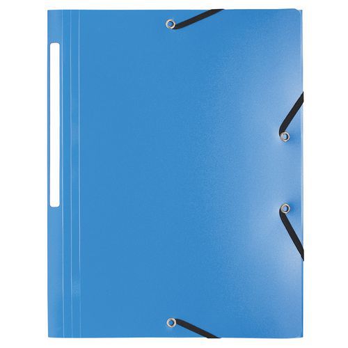 Cartelletta con elastico, 3 lembi PP 5/10 opaco A4 Azzurro,