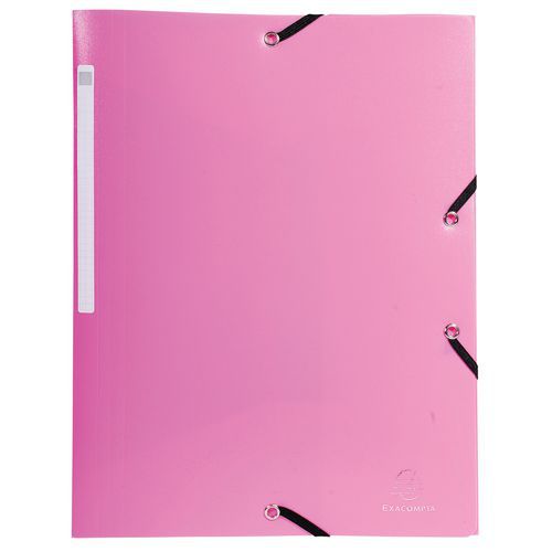 Cartelletta con elastico 3 lembi PP 5/10 opaco A4 Rosa,