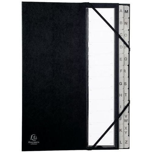 Classificatore rigido ordonator estendibile 24 scomparti A-Z Nero,