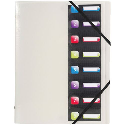 Set di 10 classificatori in PP 3 lembi crystal 8 scomparti Assortiti,