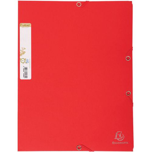 Cartellina 3 lembi elastici cartonc ricicl 380g/m2 A4 rosso,