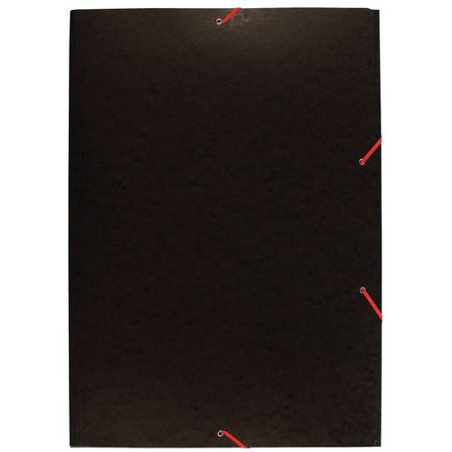 Cartelletta con elastico 3 lembi cartoncino lucido 600 g/m² - A2 Nero,