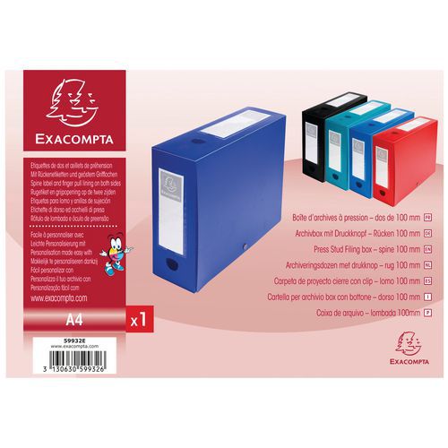 Scatola portadocumenti a pressione con retro da 100 mm PP 7/10 opaco A4 Blu,