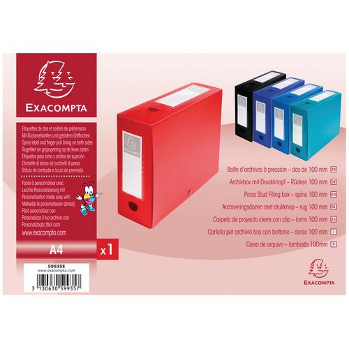 Scatola portadocumenti a pressione da 100 mm PP 7/10 opaco A4 Rosso,