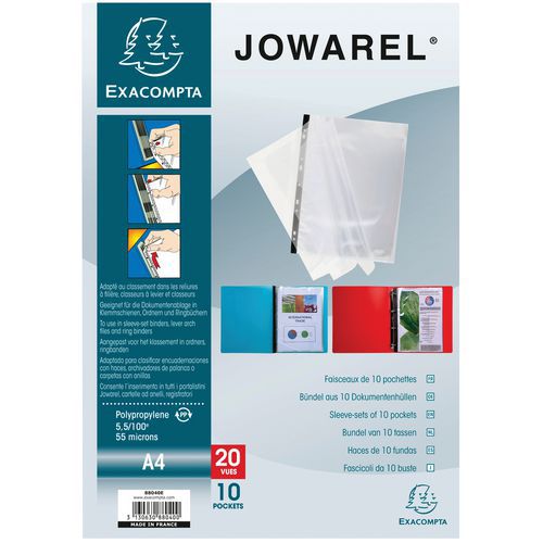 Fascicoli standard jowarel® in PP 20 facciate A4 Crystal,
