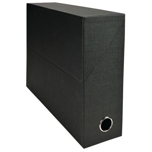 Scatola trasloco e trasferimento con retro da 90 mm in carta telata Nero,