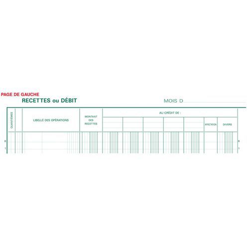 Registro rilegato 32 x 25 cm libro cassa o diario di cassa 5 addebiti 5 crediti,