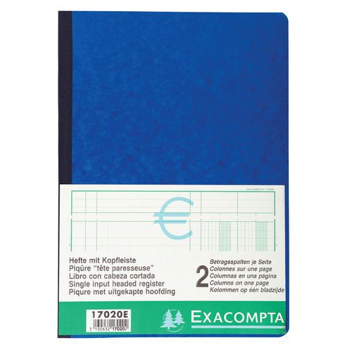 Registro rilegato 29,7 x 21 cm con intestazioni di colonna allineate, ogni pagina ha 2 colonne,