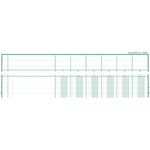 Registro rilegato 29,7 x 21 cm con intestazioni di colonna allineate, ogni pagina ha 6 colonne,