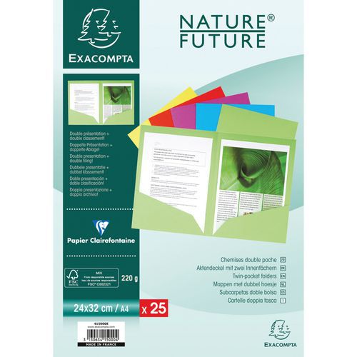 Set di 25 cartellette rock''s 220 doppie A4 o A3 24 x 32 cm Assortite,