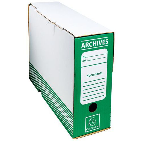 Scatola d'archivio con retro da 100 mm in cartoncino ondulato colorato 25 x 34 cm Verde,