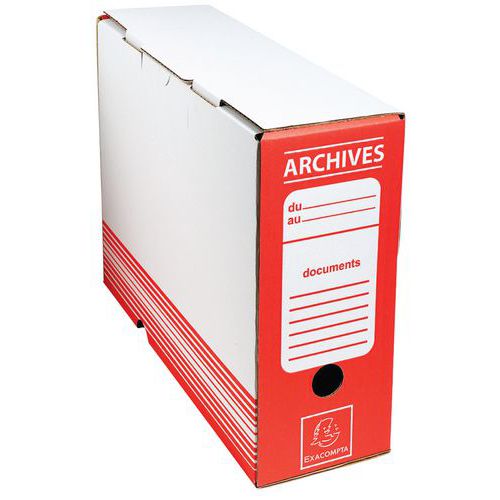 Scatola d'archivio con retro da 100 mm in cartoncino ondulato colorato 25 x 34 cm Rosso,