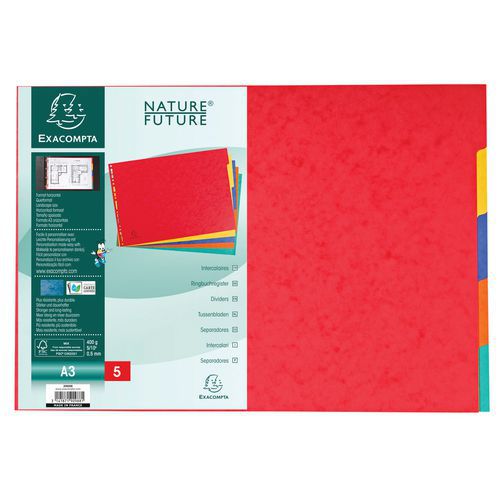Set di 5 intercalari nature future in cartoncino lucido 400 g A3,