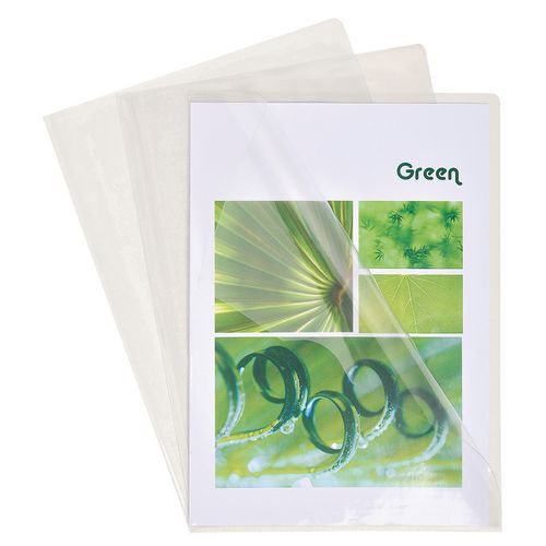 Confezione da 10 bustine angolari a L in pvc resistente 13/100 A4 Crystal,