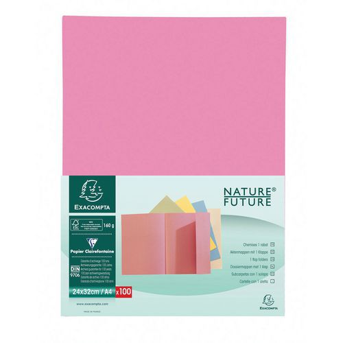 Confezione da 100 cartellette 1 lembo super 180 - 24 x 32 cm Rosa,