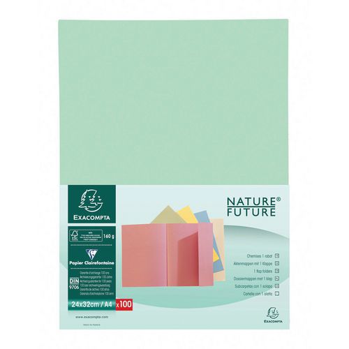 Confezione da 100 cartellette 1 lembo super 180 - 24 x 32 cm Verde,