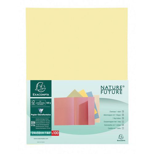 Confezione da 100 cartellette 1 lembo super 180 - 24 x 32 cm Canarino,