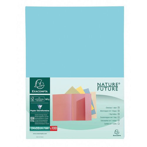 Confezione da 100 cartellette 1 lembo super 180 - 24 x 32 cm Azzurro,