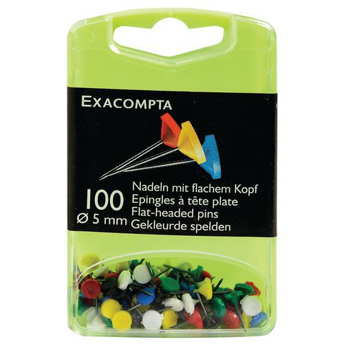 Set di 100 puntine-spillia testa piatta a tinta unita altezza punta 8 mm Assortite,