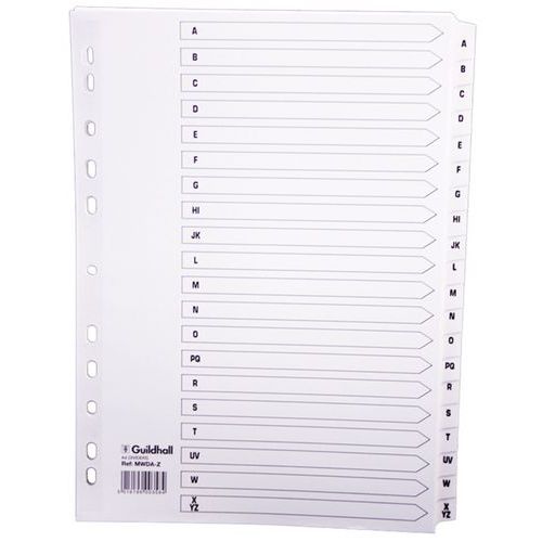 Set di 20 intercalari con linguette plastificate AZ, A4 Bianco,