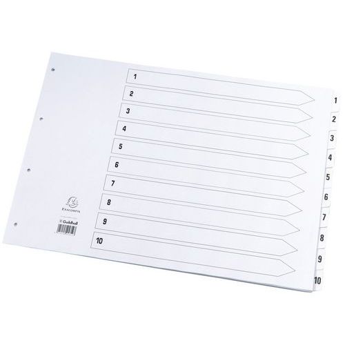 Set di 5 intercalari con linguette plastificate da 1 a 5, A3 Bianco,