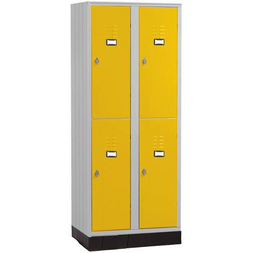 armadio multiscomparto con base plastica 2 colonne giallo,