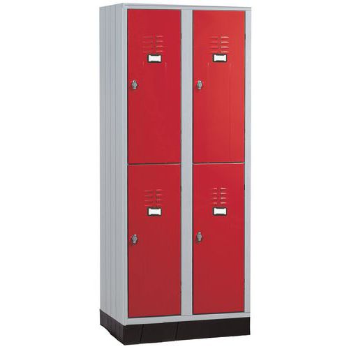 armadio multiscomparto con base plastica 2 colonne rosso,