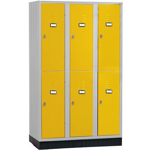 armadio multiscomparto con base plastica 3 colonne giallo,