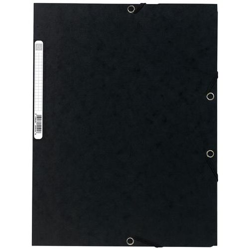 Cartella a 3 lembi con elastici cartoncino lucido 400g/m2 A4 Nero,