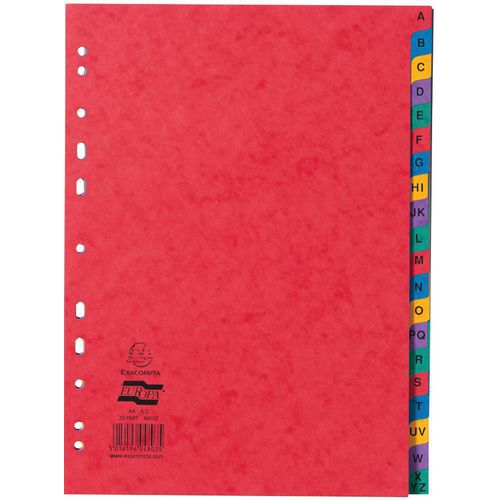 Set di 20 intercalari in cartoncino con linguette stampate az A4 Assortiti,