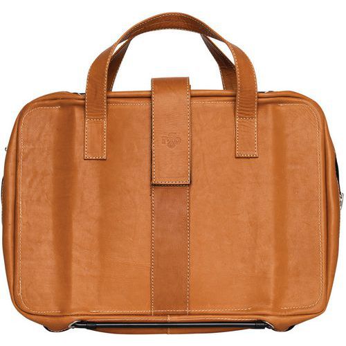 R-Go Viva-Custodia+supporto pc portatile in pelle marrone,