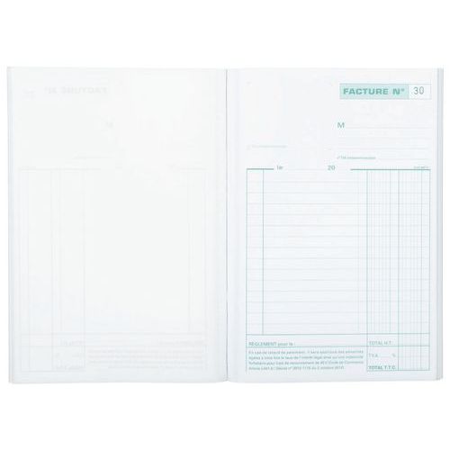 Blocchetto fatture con iva 21 x 14,8 cm, con 50 foglietti in triplice copia,