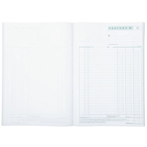 Blocchetto fatture con iva 29,7 x 21 cm, con 50 foglietti in duplice copia,