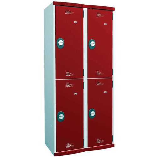2 colonne 400mm / 2 scomparti / rosso / chiusura a codice,