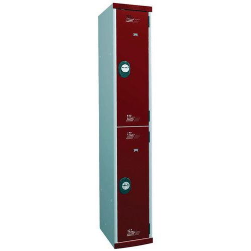 1 colonna 300 mm / 2 scomparti / rosso / chiusura a codice,
