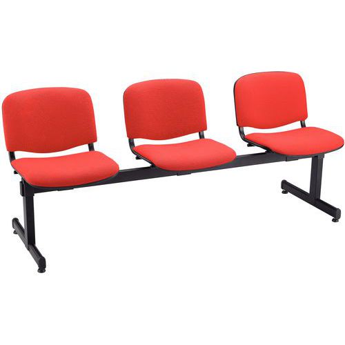 Panca in tessuto per sala d'at tesa 3 posti, t essuto rosso,