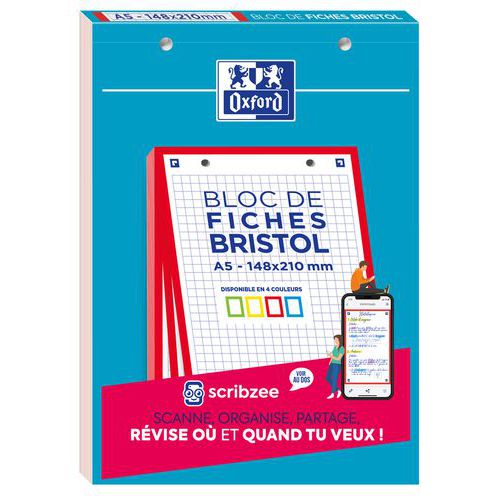Blocco bristol Oxford 148x210 30 schede perforate Q5/5 rosso,