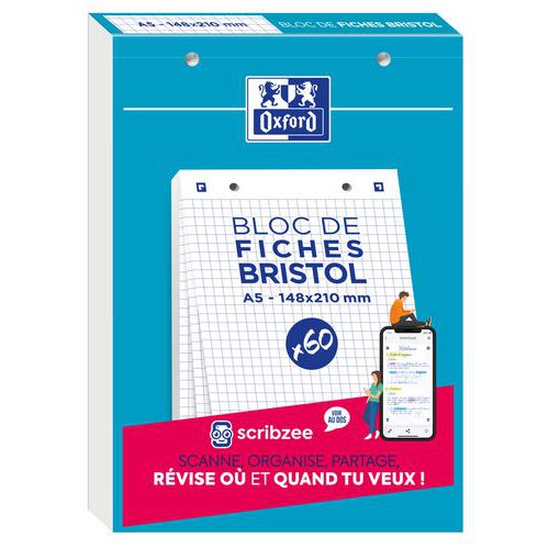 Blocco bristol Oxford 148x210 60 schede perfor Q5/5 bianco,