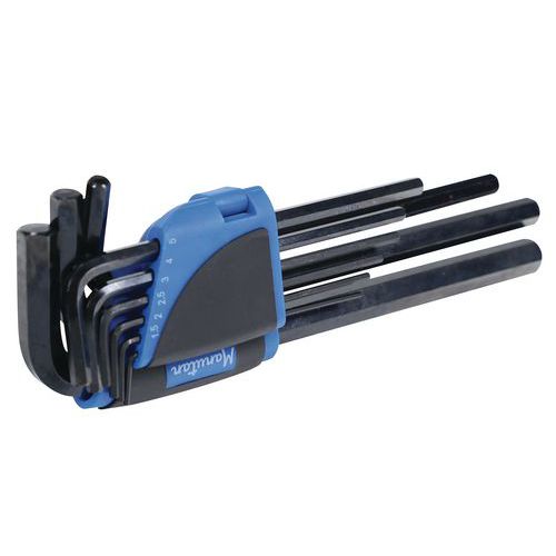 Rastrelliera set di 9 chiavi maschio lunghe esagonali - Manutan,