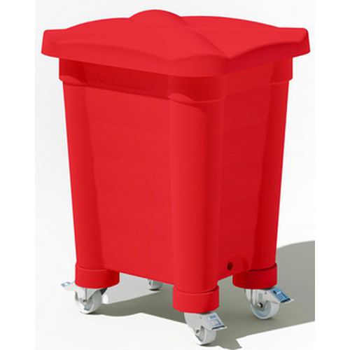 Contenitore di stoccaggio coperchio e rotelle-115L-Rosso,