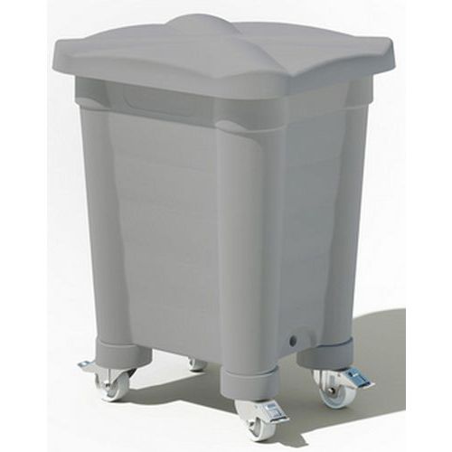 Contenitore di stoccaggio coperchio e rotelle-115L-Grigio,