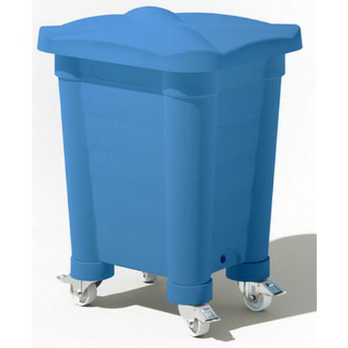 Contenitore di stoccaggio coperchio e rotelle-115L-Blu,