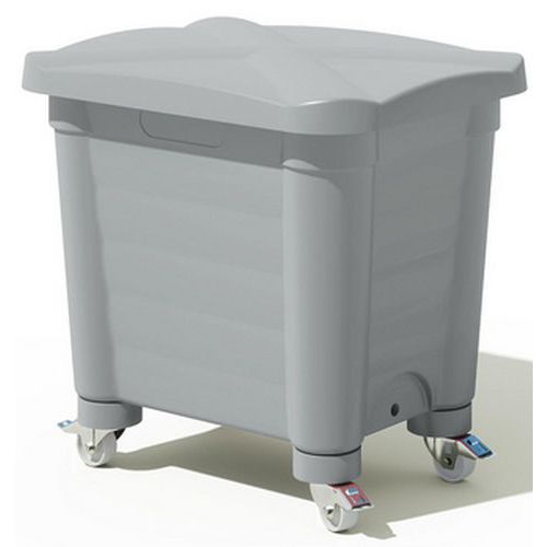 Contenitore di stoccaggio coperchio e rotelle -200L -Grigio,