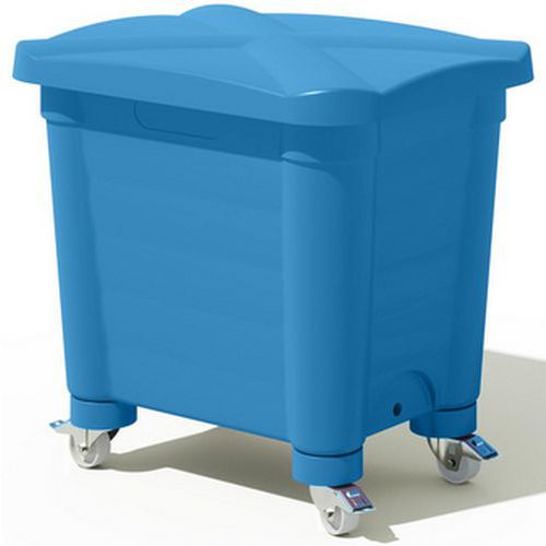 Contenitore di stoccaggio coperchio e rotelle-200L-Blu,