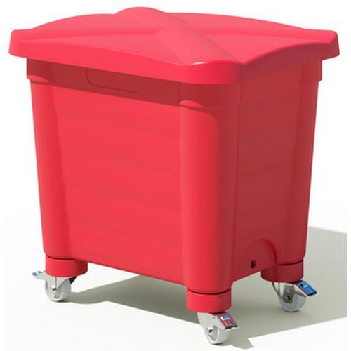 Contenitore di stoccaggio coperchio e rotelle-200L-Rosso,