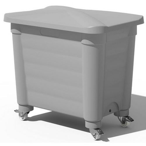 Contenitore di stoccaggio coperchio e rotelle -325L -Grigio,